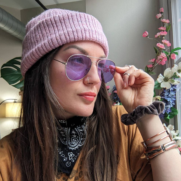 70s Retro Purple Aviator Sunglasses Pastel Minimal Boho Sunnies Festival Shades - Picture 2 of 6